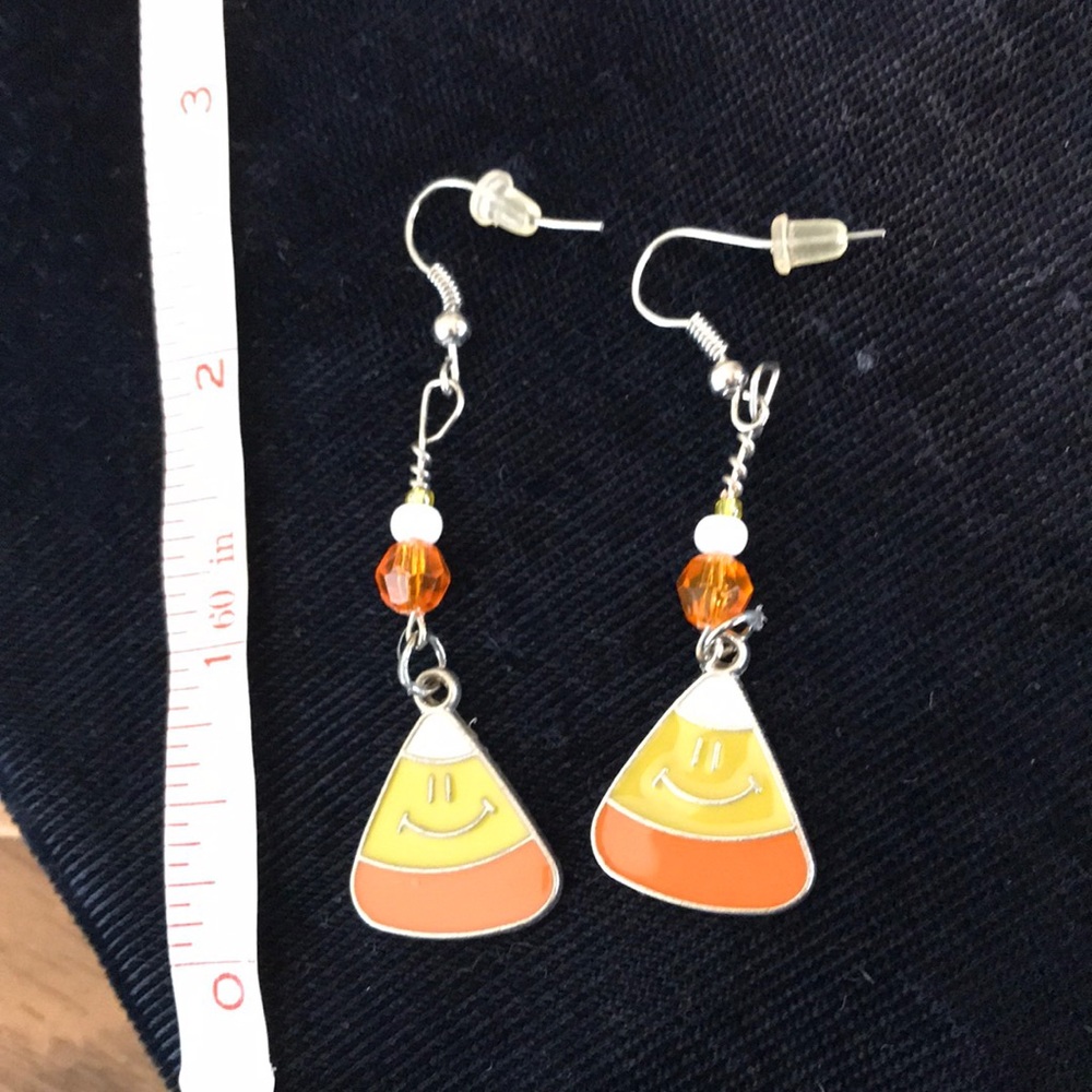 Handmade candy corn earrings